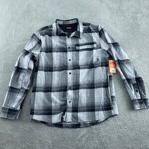 Bass Outdoor Stretch Flannel Shirt Heather Grey S Cotton/Polyester NWT 3844